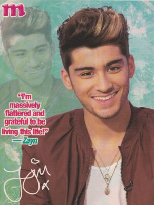 Zayn Malik One Direction teen magazine pinup clipping headshot M necklace Pix