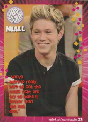 Niall Horan One Direction teen magazine vintage pinup clipping black shirt Pop Star