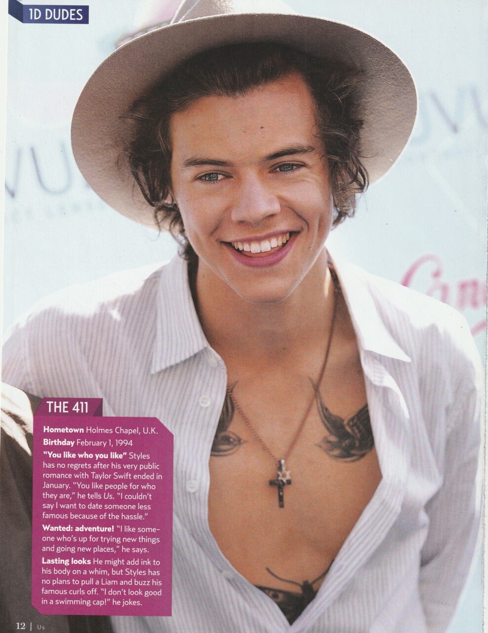 Harry Styles One Direction teen magazine vintage pinup clipping tattoo stage Pix