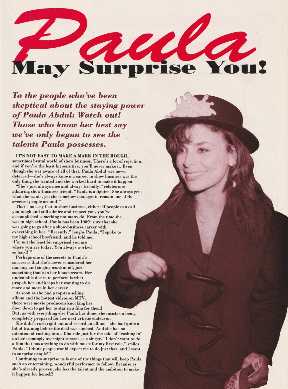 Paula Abdul teen magazine clipping Surprise you Teen Set rare Pix