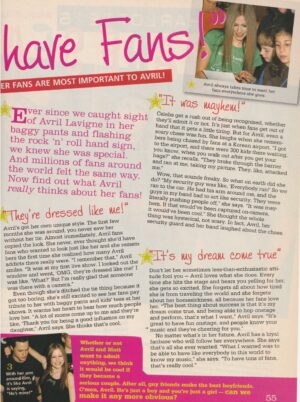 Avril Lavigne teen magazine pinup clipping I have fans
