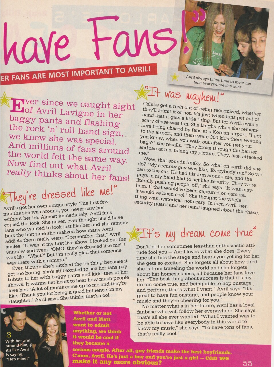 Avril Lavigne teen magazine pinup clipping I have fans