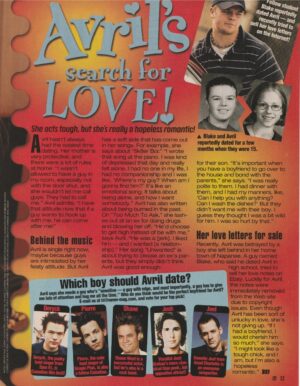 Avril Lavigne teen magazine pinup vintage clipping search for love High school pix