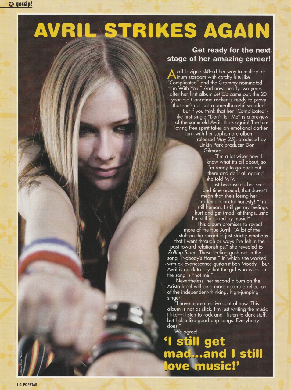 Avril Lavigne teen magazine pinup vintage clipping Strikes again Pop Star