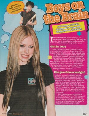 Avril Lavigne teen magazine pinup clipping boys on the brain Bop Pix