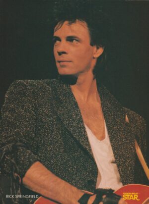Rick Springfield teen magazine pinup clipping close up guitar stern look