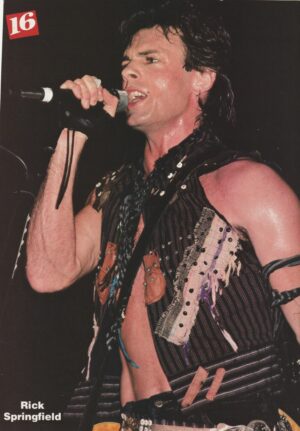 Rick Springfield teen magazine pinup clipping open shirt rocking stage 16 mag mic