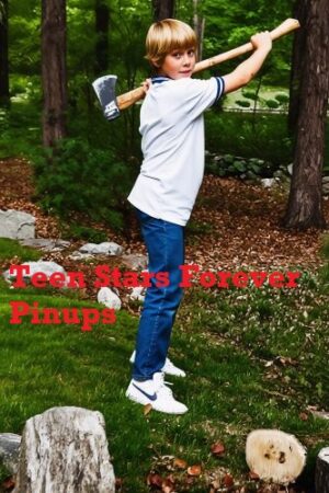 Ricky Schroder 4×6 or 8x10 vintage photo picture young jeans ax trees backyard home
