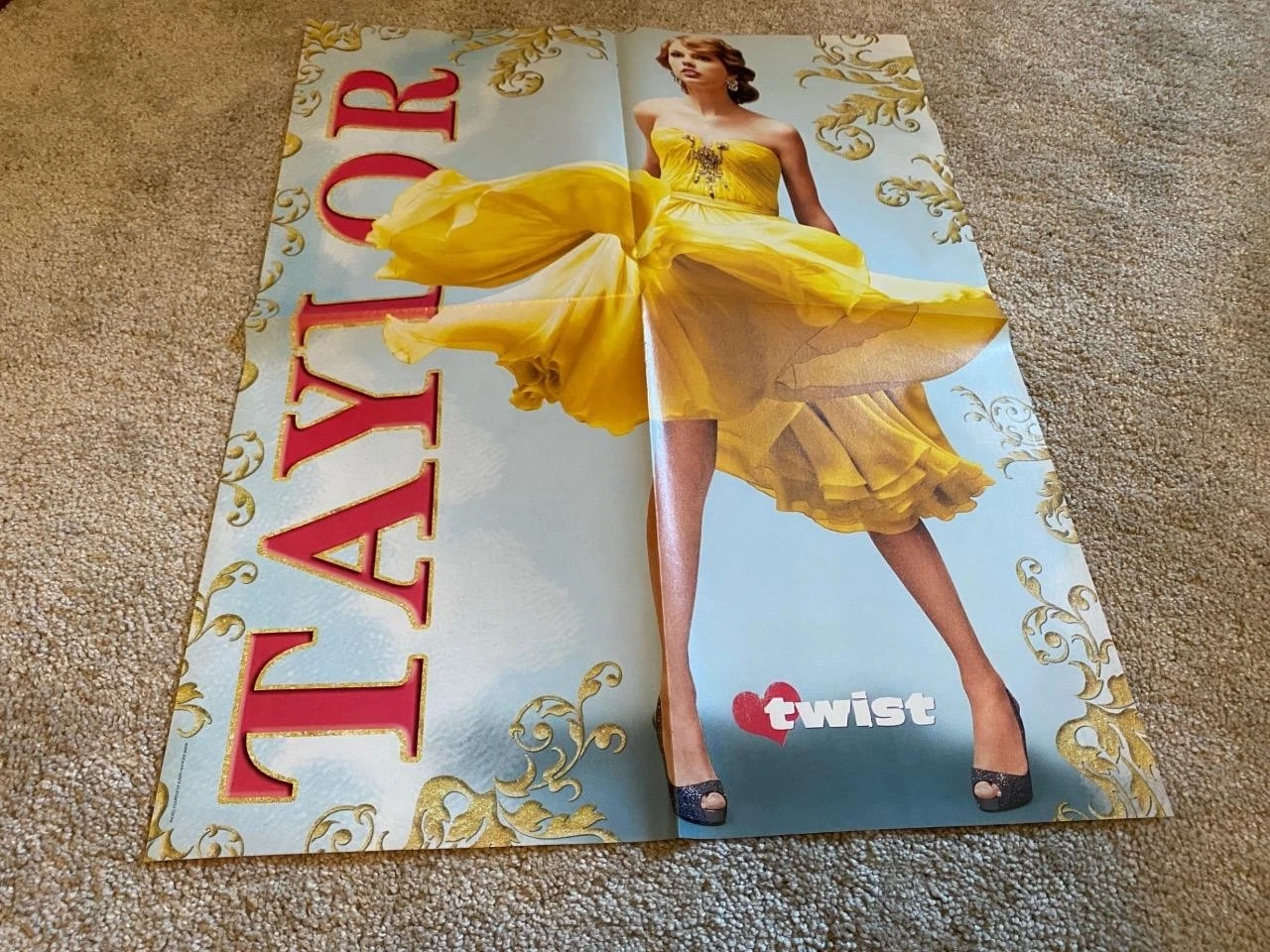 Justin Bieber Taylor Swift teen magazine poster clipping yellow dress Twist Rare